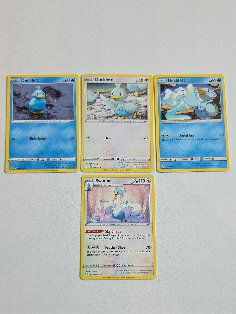 Pokemon Ducklett And Swanna Cards